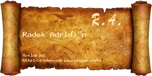 Radek Adrián névjegykártya
