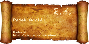 Radek Adrián névjegykártya